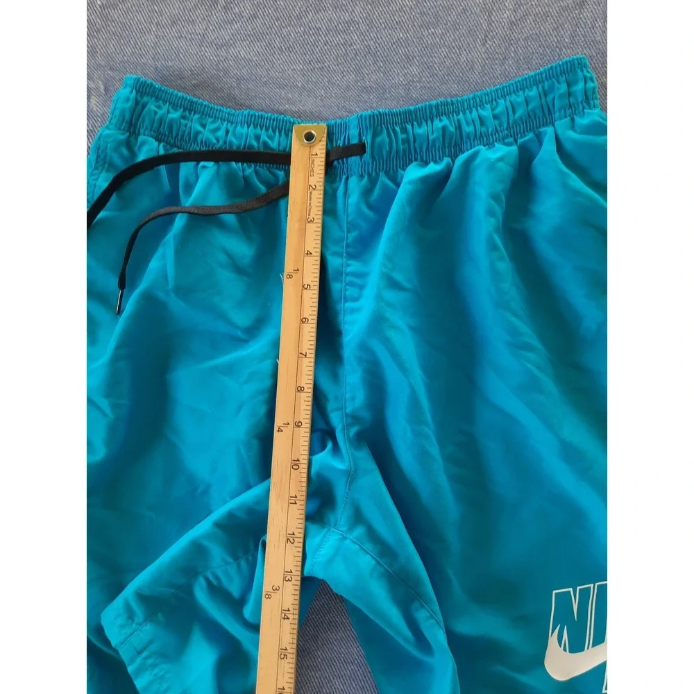 Nike Mens Swim Volley Drawstring stretch Shorts Teal Blue Logo NESSA565  Large